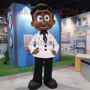 Black Doctor mascot costume character dressed with a Dress Shirt and Tie pins