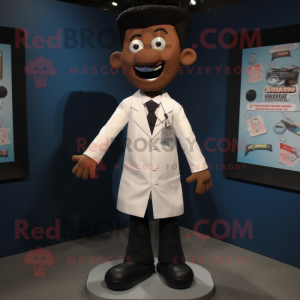 Black Doctor mascot costume character dressed with a Dress Shirt and Tie pins