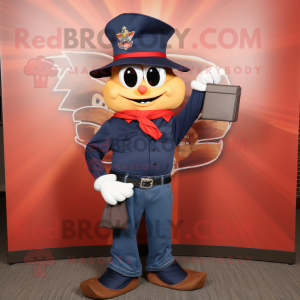 Navy Goulash mascot costume character dressed with a Flare Jeans and Wallets