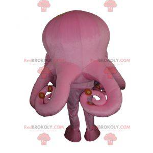 Giant pink octopus mascot with blue eyes - Redbrokoly.com