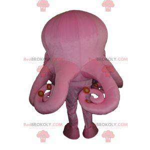 Riesiges rosa Oktopusmaskottchen mit blauen Augen -