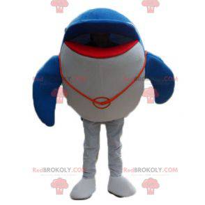 Very successful giant blue and white dolphin mascot -