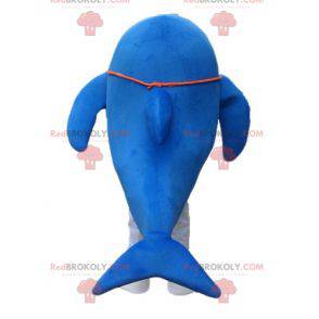 Very successful giant blue and white dolphin mascot -