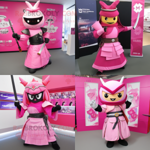 Pink Samurai maskot kostume...