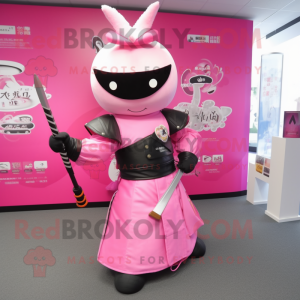 Rosa Samurai Maskottchen...