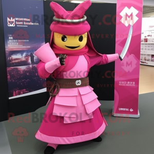 Pink Samurai maskot kostume...