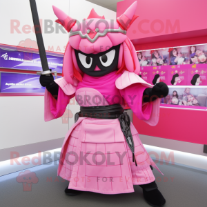 Rosa Samurai Maskottchen...