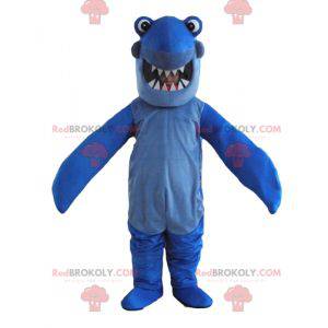 Blue shark mascot with big teeth - Redbrokoly.com