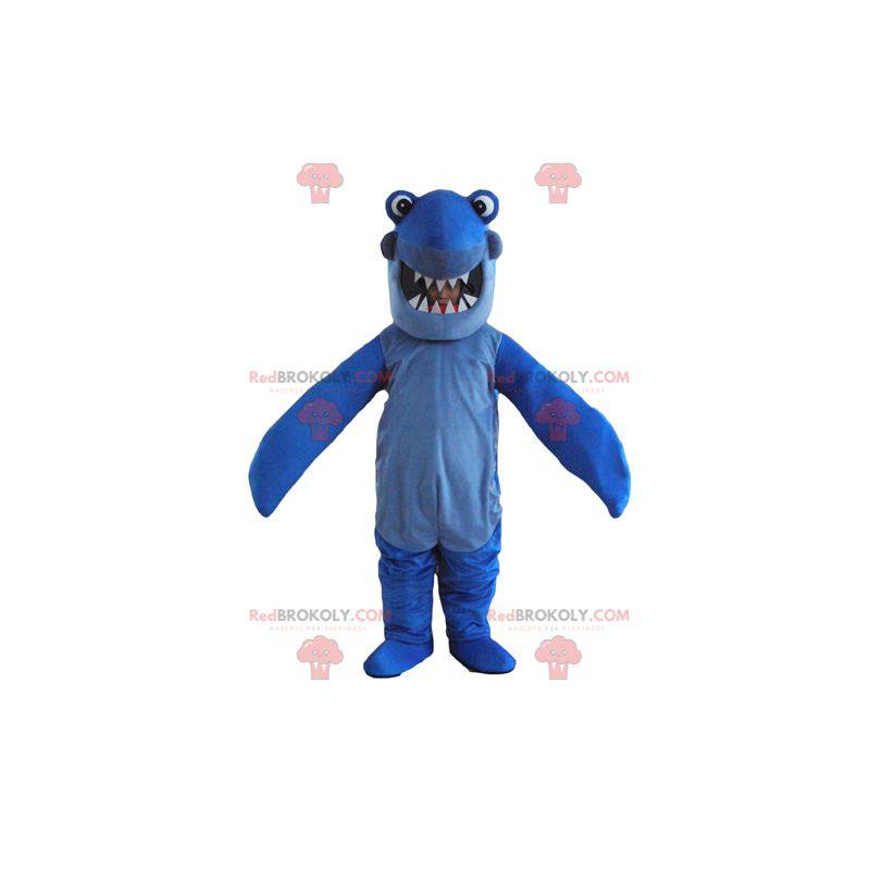 Blauhai-Maskottchen mit großen Zähnen - Redbrokoly.com