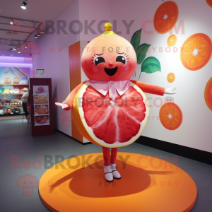 nan Grapefruit mascot costume character dressed with a Mini Dress and Keychains