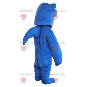 Blue shark mascot with big teeth - Redbrokoly.com