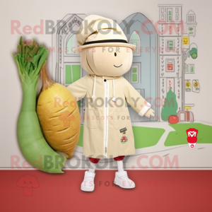 Beige Rädisa maskot kostym...