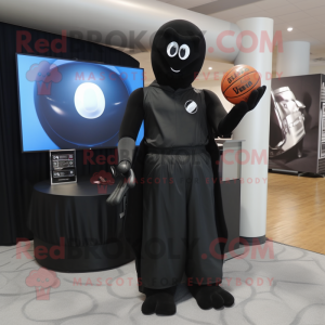 Black Basketball Ball mascot costume character dressed with a Cover-up and Briefcases