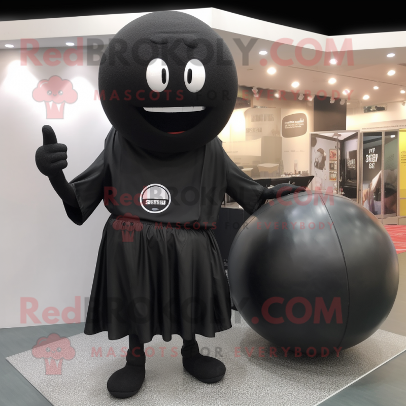 Black Basketball Ball mascot costume character dressed with a Cover-up and Briefcases