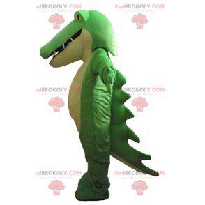 Very impressive plump green and white crocodile mascot -