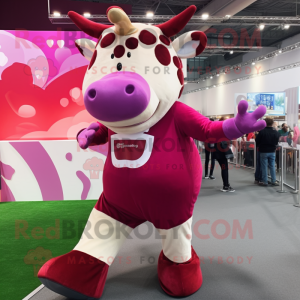 Magenta Hereford Cow maskot...