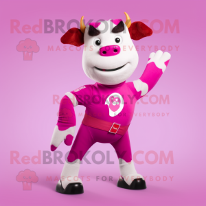 Magenta Hereford Cow maskot...