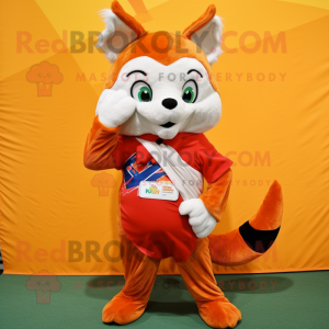 nan Fox mascot costume character dressed with a Graphic Tee and Scarf clips