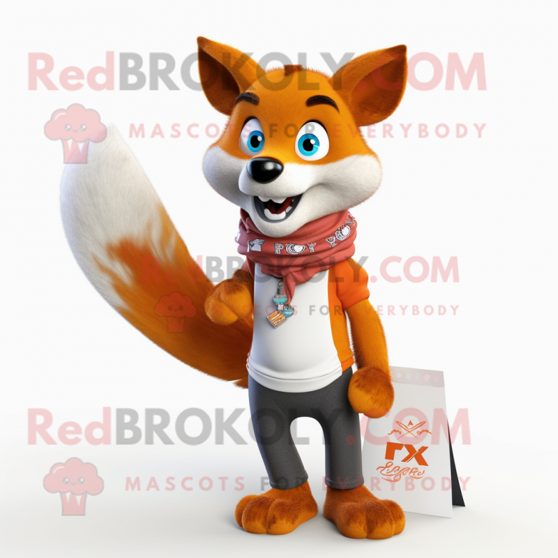 nan Fox mascot costume character dressed with a Graphic Tee and Scarf clips