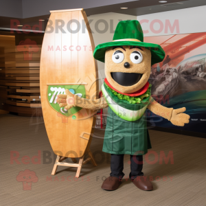 Forest Green Fajitas mascot costume character dressed with a Board Shorts and Bow ties