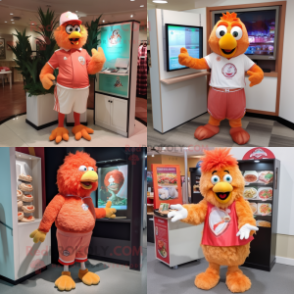 Peach Chicken Parmesan mascot costume character dressed with a Bermuda Shorts and Keychains