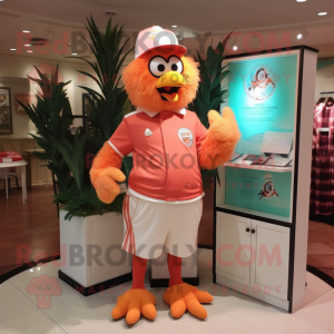 Peach Chicken Parmesan mascot costume character dressed with a Bermuda Shorts and Keychains