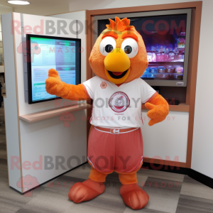 Peach Chicken Parmesan mascot costume character dressed with a Bermuda Shorts and Keychains