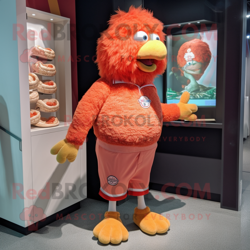 Peach Chicken Parmesan mascot costume character dressed with a Bermuda Shorts and Keychains