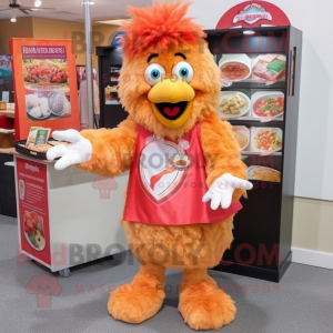 Peach Chicken Parmesan mascot costume character dressed with a Bermuda Shorts and Keychains