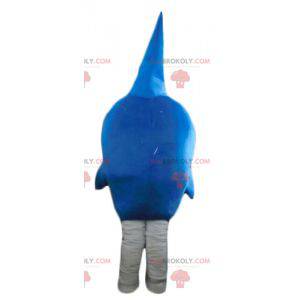 Mascotte squalo blu e bianco molto divertente che sembra feroce