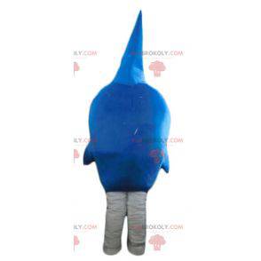 Mascote de tubarão azul e branco muito engraçado parecendo