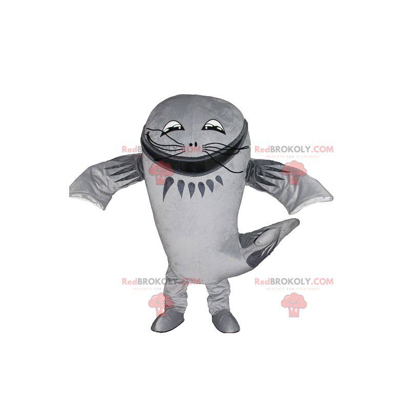 Mascot pesce gatto gigante pesce grigio grande - Redbrokoly.com