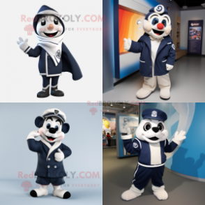 Navy Mime mascot costume character dressed with a Parka and Wraps