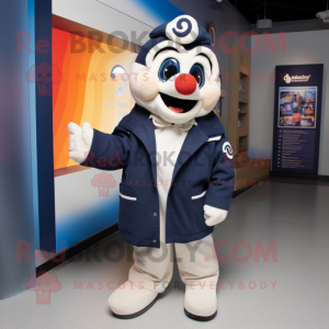 Navy Mime mascot costume character dressed with a Parka and Wraps