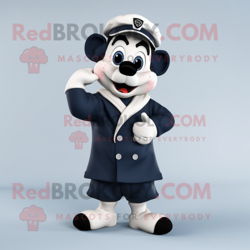 Navy Mime mascot costume character dressed with a Parka and Wraps