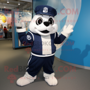 Navy Mime mascot costume character dressed with a Parka and Wraps