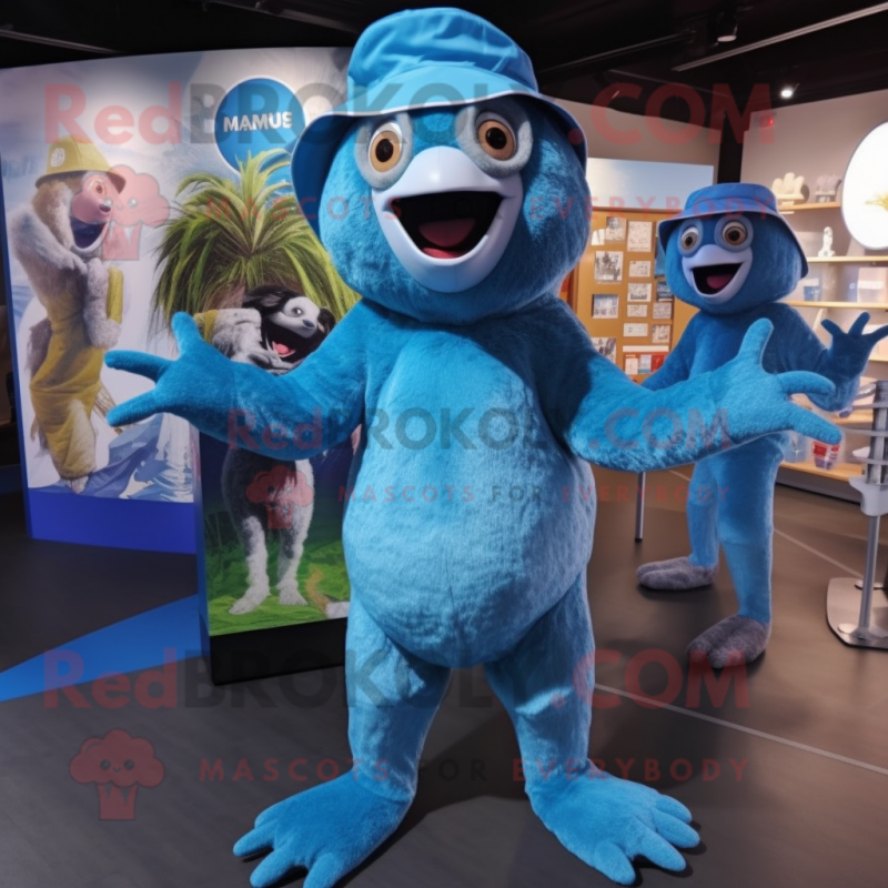 Blue Sloth mascot costume character dressed with a Bodysuit and Hats Blue Sloth mascot costume character dressed with a Bodysuit and Hats