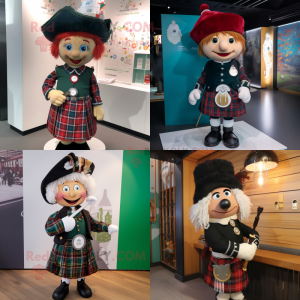 nan Bagpipe mascot costume character dressed with a Mini Dress and Hat pins