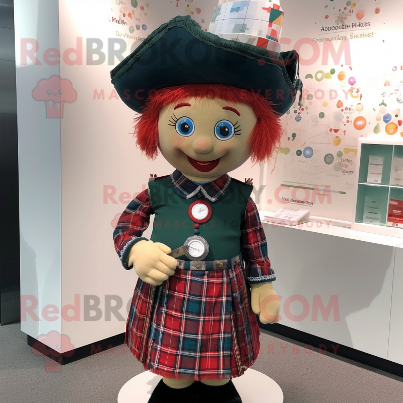 nan Bagpipe mascot costume character dressed with a Mini Dress and Hat pins nan Bagpipe mascot costume character dressed with a Mini Dress and Hat pins