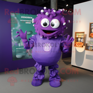 Purple Medusa mascot costume character dressed with a Turtleneck and Keychains