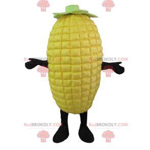 Mascota gigante de mazorcas de maíz amarillo y verde -
