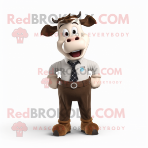 Brun Holstein Cow maskot...