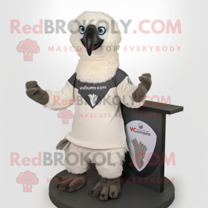 White Vulture mascot costume character dressed with a V-Neck Tee and Mittens