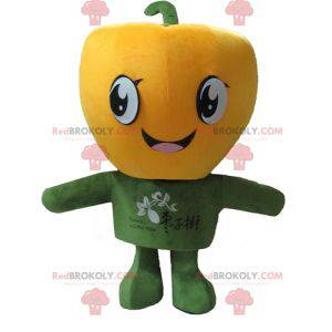 Mascot big giant yellow pepper and smiling - Redbrokoly.com