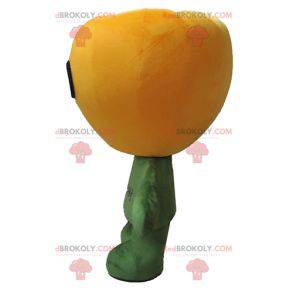 Mascotte grande peperone giallo gigante e sorridente -