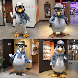 Grå Penguin maskot kostume...