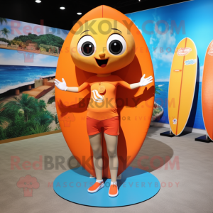 Oranje surfplank mascotte...
