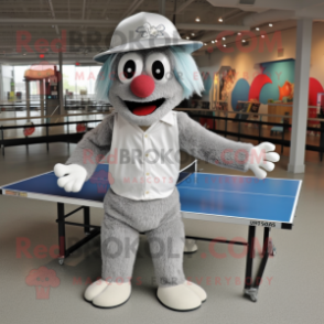 Silver Ping Pong Table mascot costume character dressed with a Bermuda Shorts and Caps