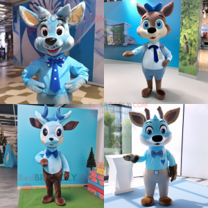 Sky Blue Deer maskot kostym...