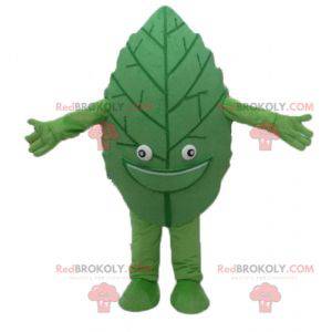 Mascota de hoja verde gigante y sonriente - Redbrokoly.com